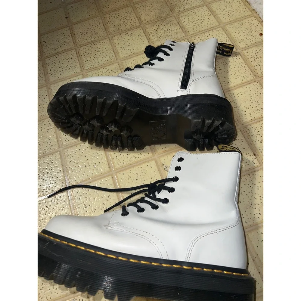 Doc Dr Martens Jadon Womens Size 6 Lace Up Side Zip Platform‎ Boots White